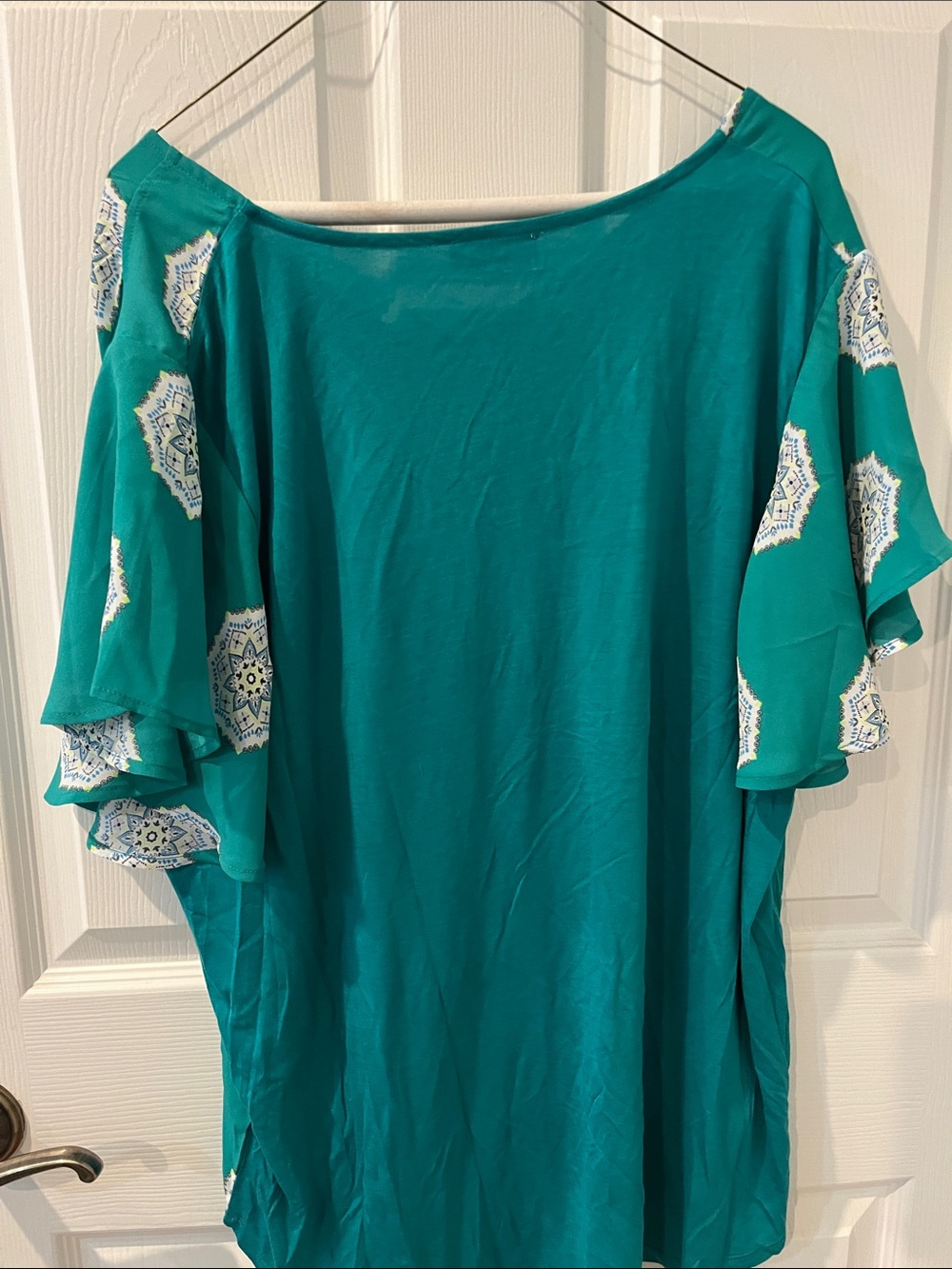 LOFT Teal Medallion Flutter Sleeve Tunic - Picture 7 of 7